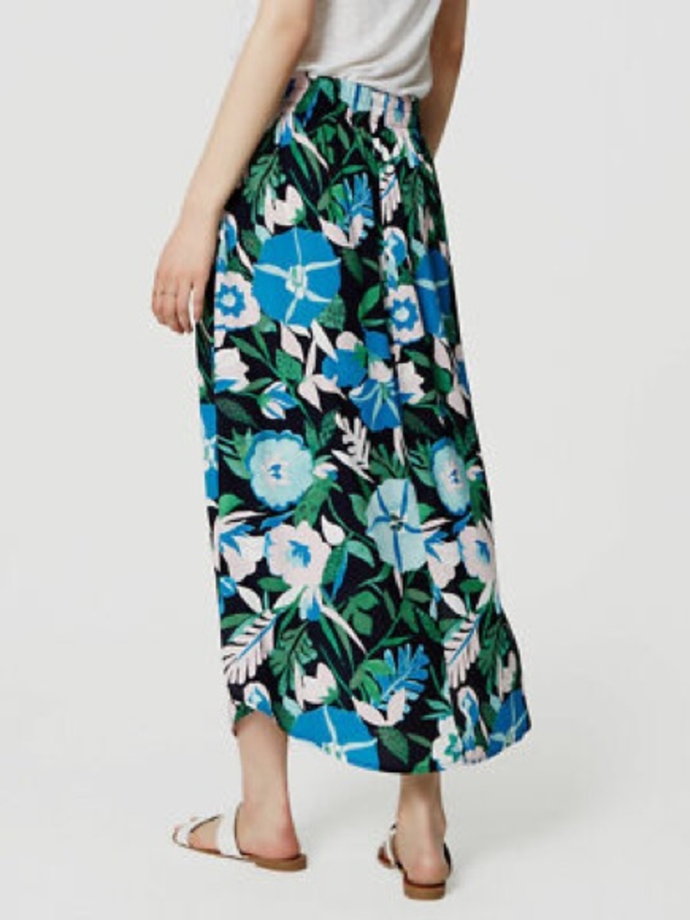 Loft Tropical Jungle Maxi Skirt Blue Green Size LP